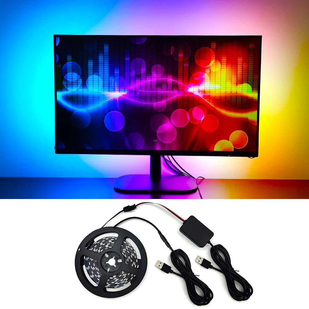 WLED  RGB USB LED Ʈ Ʈ ǻ , ũž PC ȭ Ʈ , ֺ   Ʈ, WS2812, 1m  5m